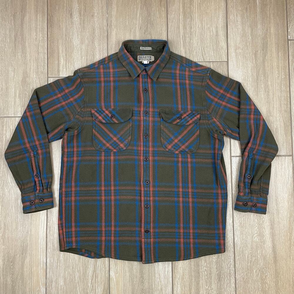 Duluth Trading Flannel Shirt Mens Large Tall LT Plaid Cotton Workwear Outdoor